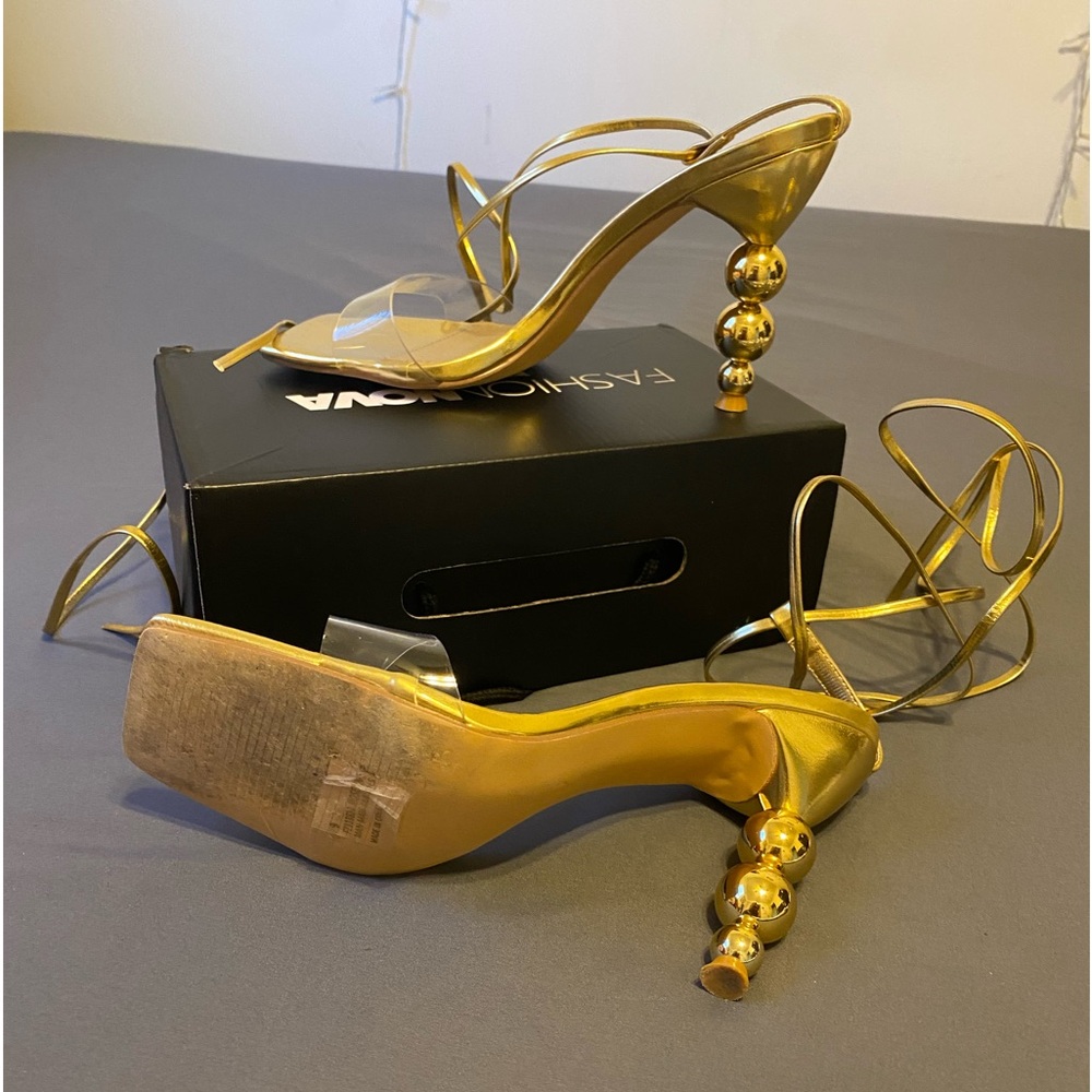 Gold Lace up heels